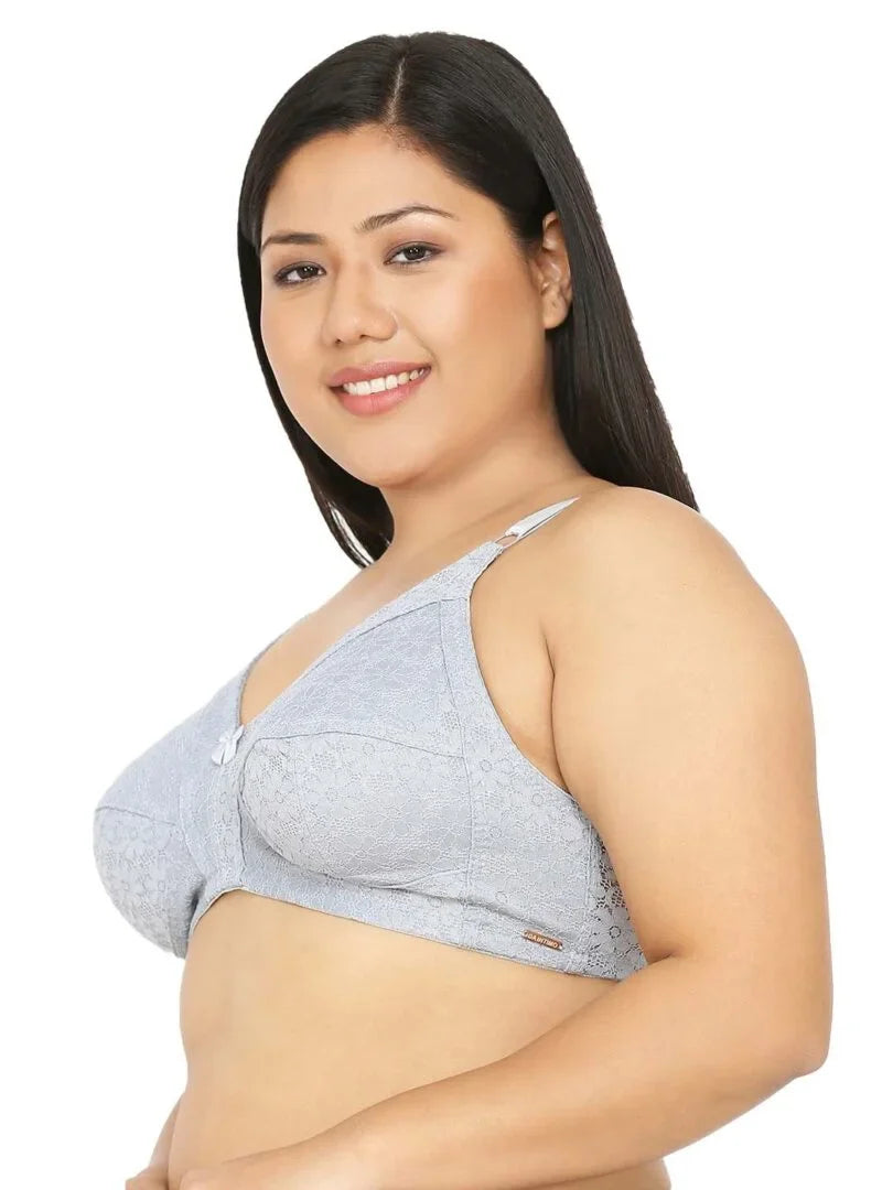 Grey Plus Size Non Padded Full Coverage Everyday Bra - Da Intimo - Lingerie Online Store India