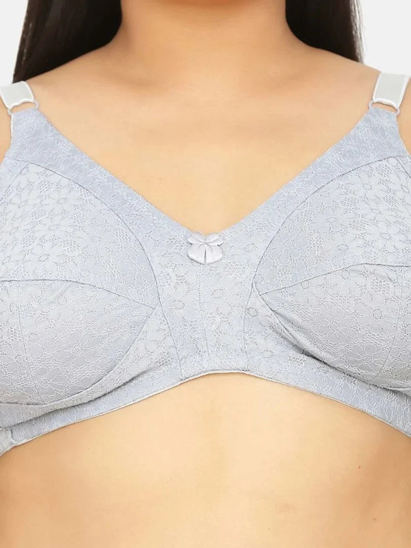 Grey Plus Size Non Padded Full Coverage Everyday Bra - Da Intimo - Lingerie Online Store India