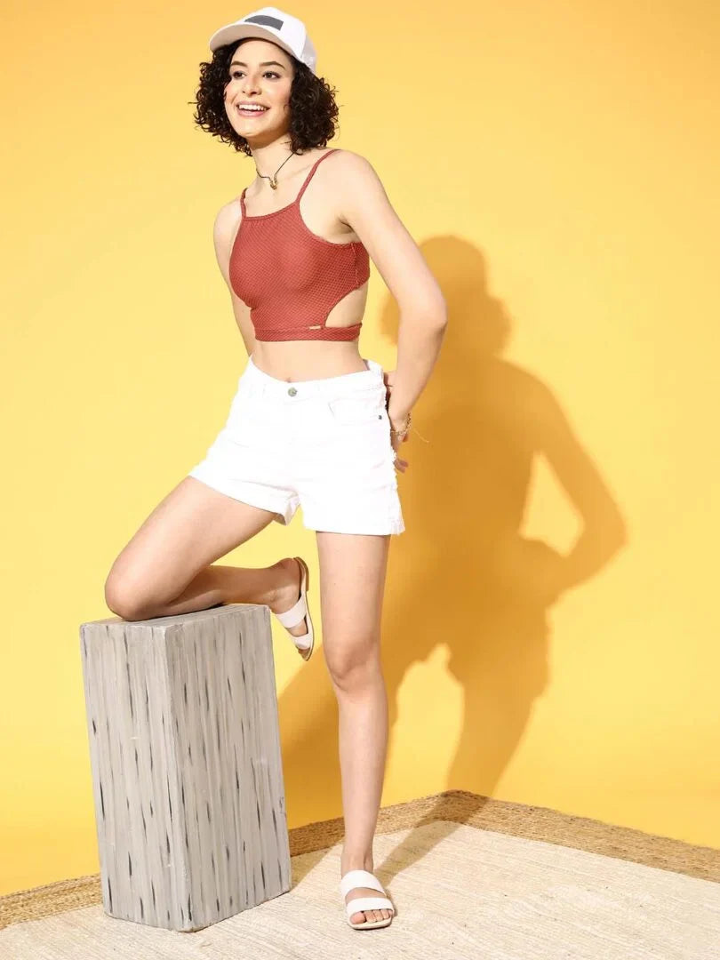 Rust Cut-out Crop Toplette