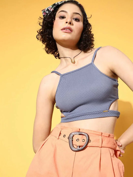 Blue Cut-out Crop Toplette