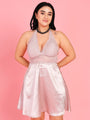 Da Intimo Women's Champange Gold 2 Pc Satin Bridal Babydoll Set