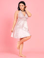 Da Intimo Women's Champagne Gold Satin Bridal Lacy Babydoll