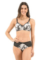 Floral Printed Cotton Mesh Padded Full Coverage Bra & Panty Set with Lace Detailing