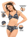 Floral Printed Cotton Wired Padded Full Coverage Bra & Panty Set