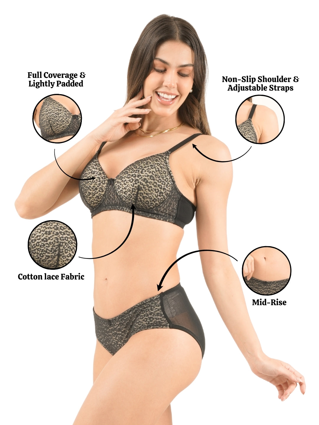 Lightly Padded Full Coverage Lace Bra & Panty Set