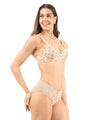 Padded Cotton & Mesh Full Coverage Bra & Panty Set with Heart Print