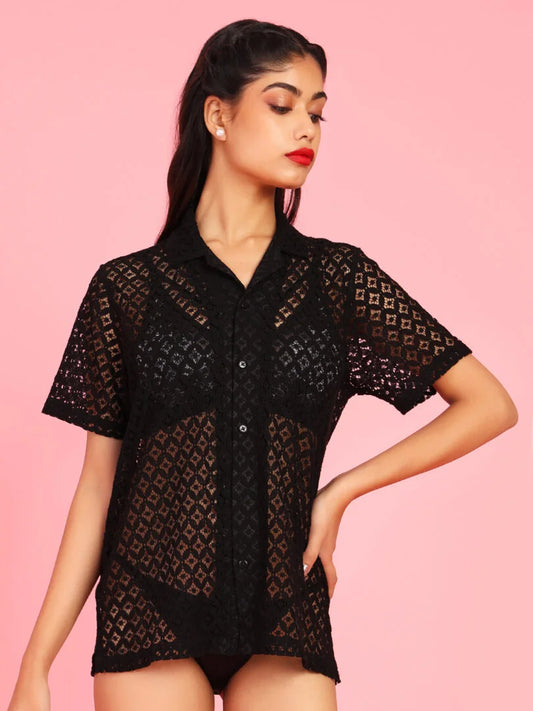 Da Intimo Delicate Lace Half Sleeves Relaxed Fit shrug - Da Intimo - Lingerie Online Store India