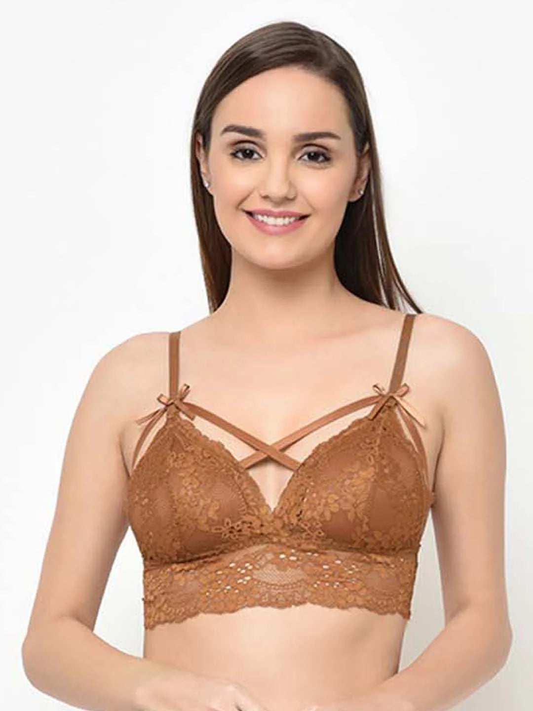 Mustard Smooth Lace Cage Bralette - Da Intimo - Lingerie Online Store India