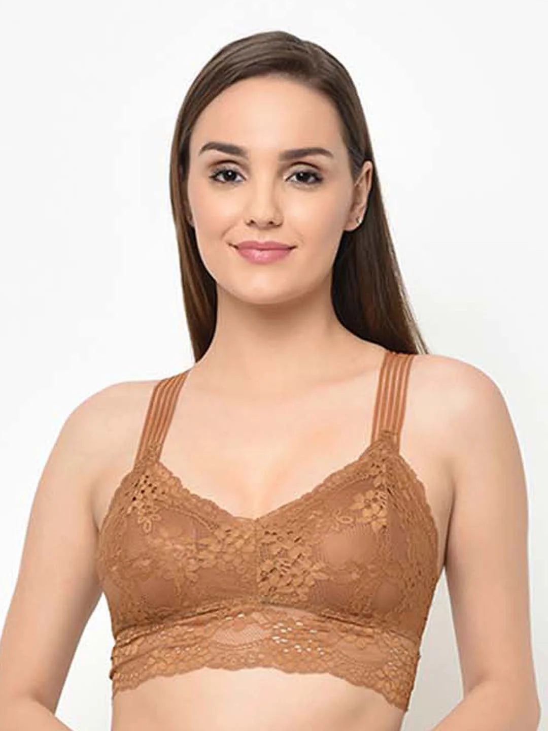 Mustard Lacy Criss Cross Pretty Back Bralette - Da Intimo - Lingerie Online Store India