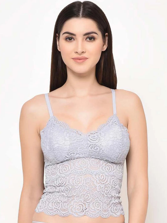 Grey Long line Lace Bralette - Da Intimo - Lingerie Online Store India