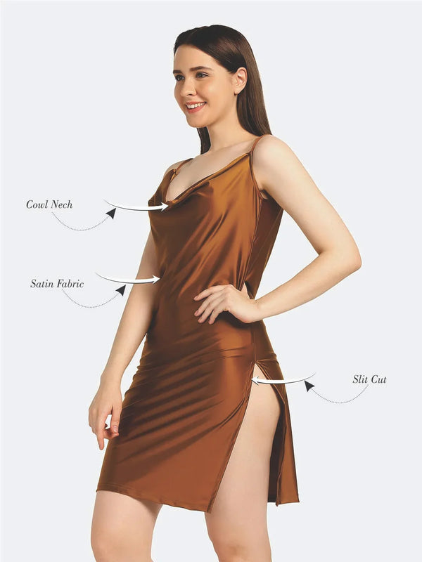 Satin Cowl Neck Babydoll