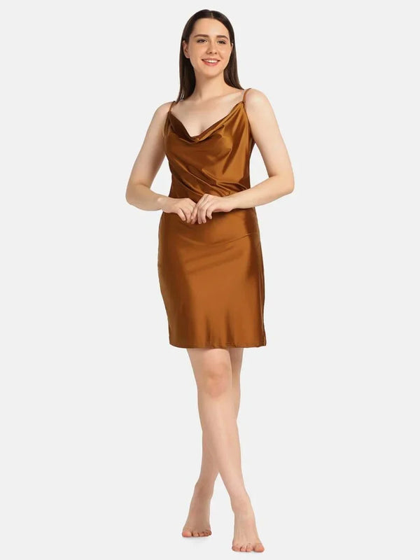 Satin Cowl Neck Babydoll