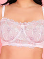 Embroidery Design Underwired Full Coverage White Balconette Bra