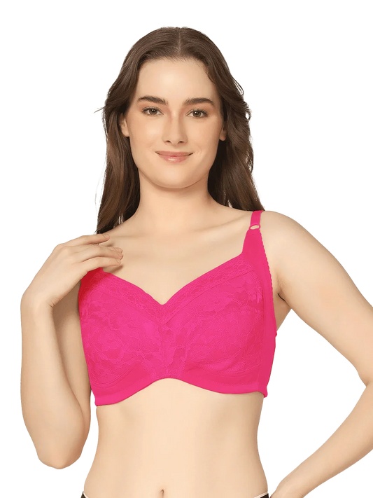 Full Coverage Lace Design Minimizer Bra - Da Intimo - Lingerie Online Store India