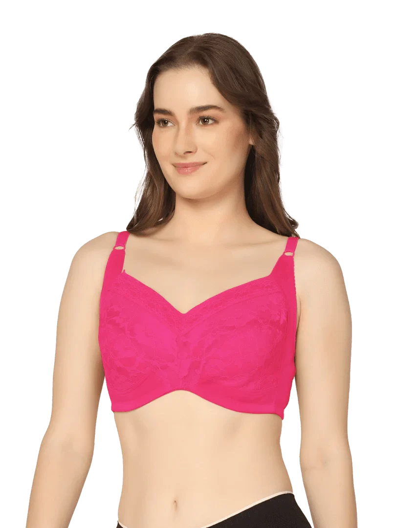 Full Coverage Lace Design Minimizer Bra - Da Intimo - Lingerie Online Store India