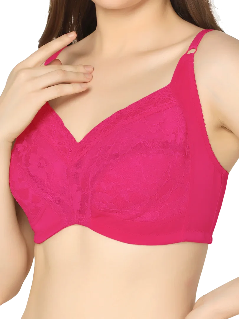 Full Coverage Lace Design Minimizer Bra - Da Intimo - Lingerie Online Store India