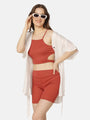 Cut-Out Three Piece Swimwear Set with Cover Up Shirt - Da Intimo - Lingerie Online Store India