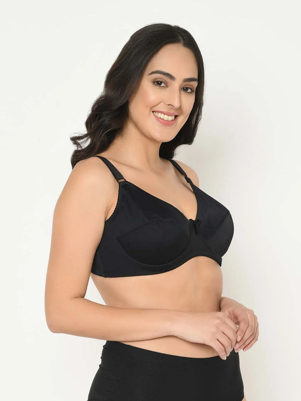 Black Plus Size Underwired Lightly Padded Everyday Bra - Da Intimo - Lingerie Online Store India