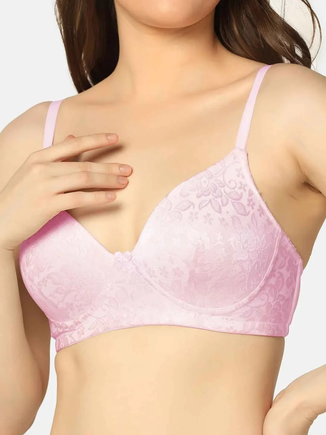 Pack Of 2 Lightly Padded Lacy Design Everyday T-Shirt Bra - Da Intimo - Lingerie Online Store India