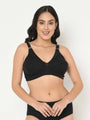 Black Cotton Full Coverage Plus Size Bra - Da Intimo - Lingerie Online Store India