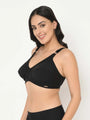 Black Cotton Full Coverage Plus Size Bra - Da Intimo - Lingerie Online Store India