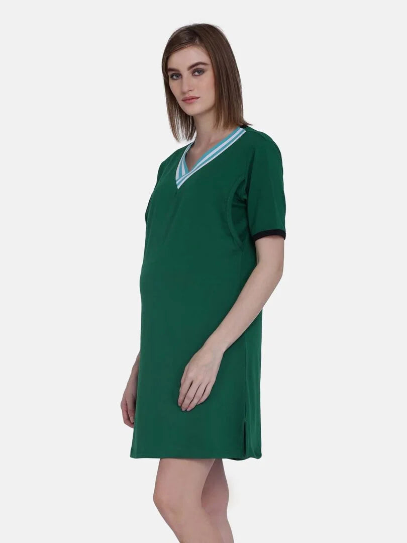 Solid Color Feeding Nightwear Dress - Da Intimo - Lingerie Online Store India