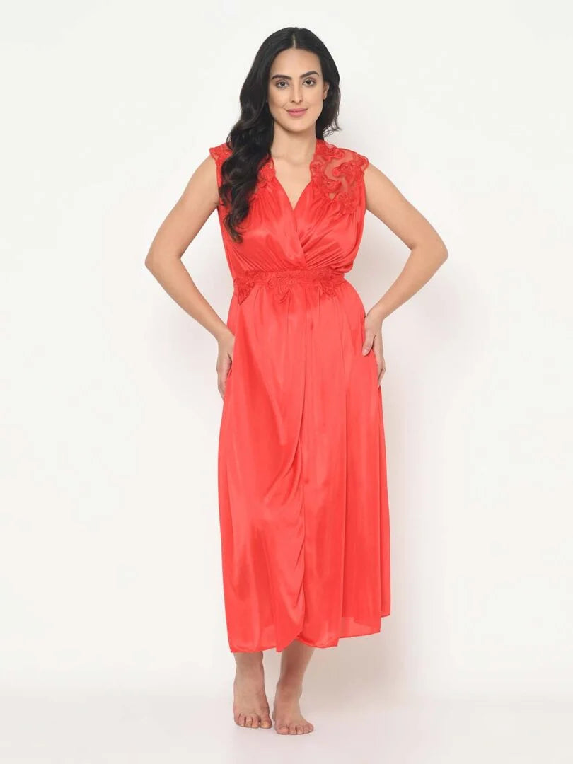 Maxi Satin Dress With Slit - Da Intimo - Lingerie Online Store India