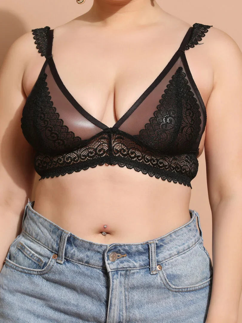 Soft Lace Non Padded Winged Strap Bra