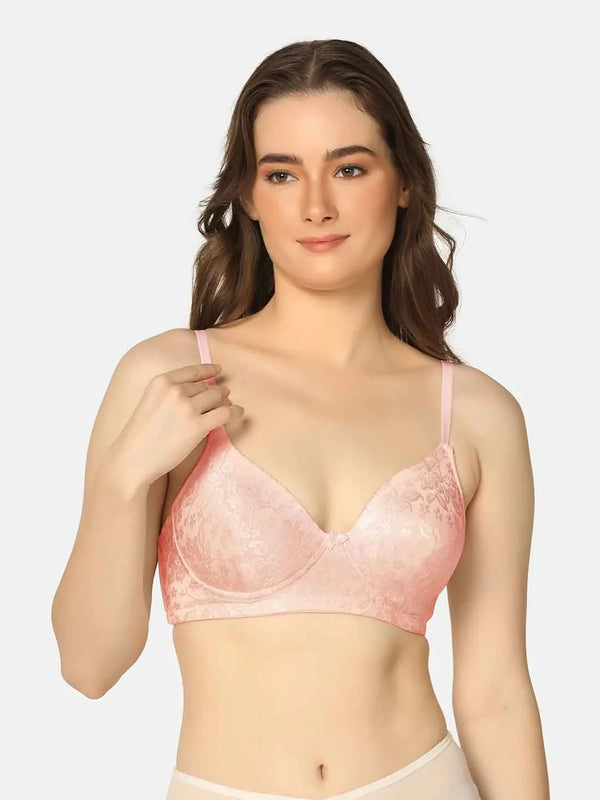 Lightly Padded Lacy Design Everyday T-Shirt Bra - Da Intimo - Lingerie Online Store India