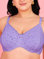 Curvy Love Plus Size Soft Lace Full Coverage Underwire Blue Bra