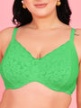 Curvy Love Plus Size Soft Lace Full Coverage Underwire Green Bra