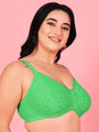 Curvy Love Plus Size Soft Lace Full Coverage Underwire Green Bra