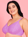 Curvy Love Plus Size Soft Lace Full Coverage Underwire Mauve Bra