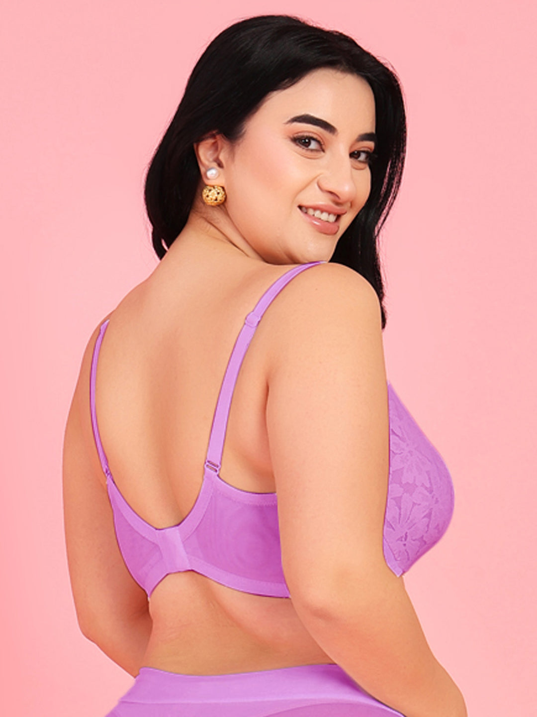 Curvy Love Plus Size Soft Lace Full Coverage Underwire Mauve Bra