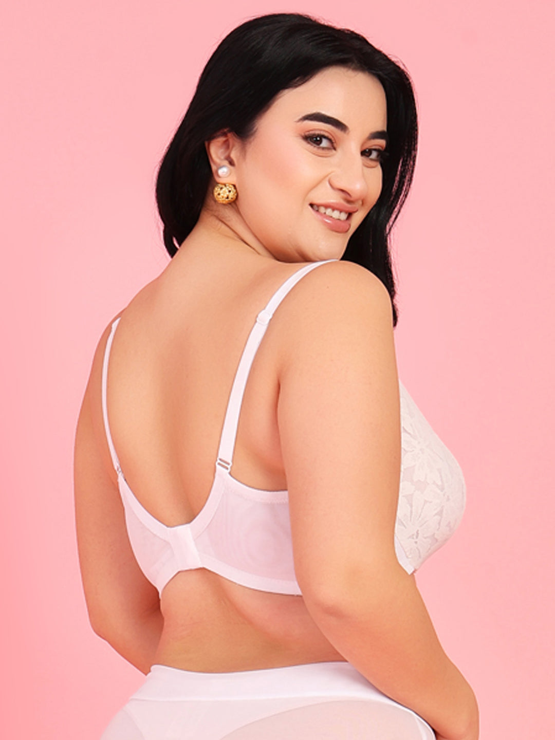 Curvy Love Plus Size Soft Lace Full Coverage Underwire White Bra