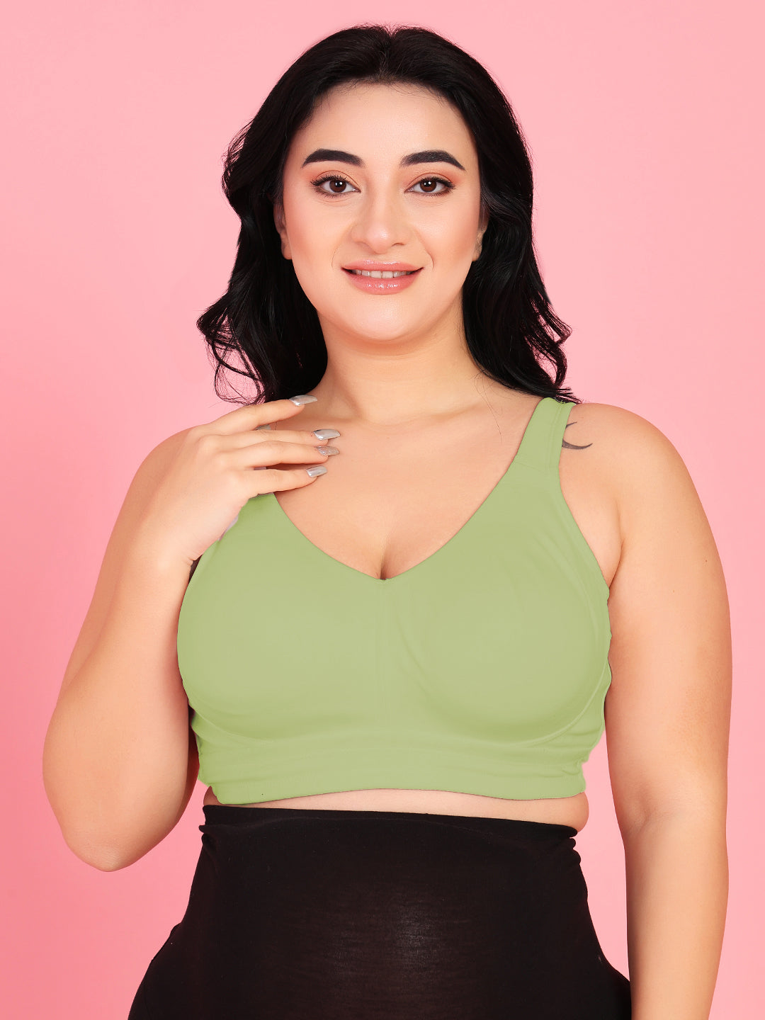 Curvy Love Plus Size Full Coverage Non Padded Green Bra