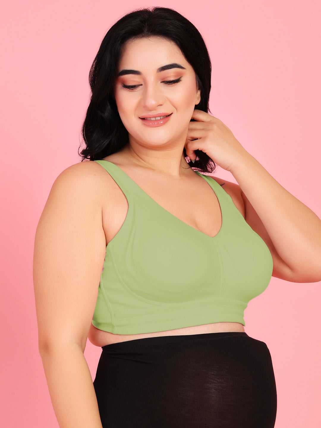 Curvy Love Plus Size Full Coverage Non Padded Green Bra