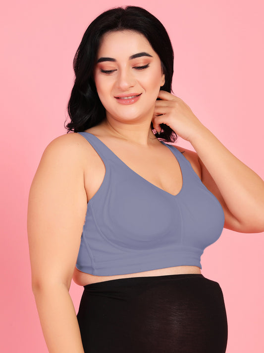 Curvy Love Plus Size Full Coverage Non Padded Grey Bra