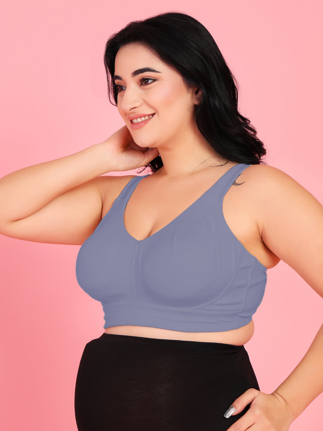 Curvy Love Plus Size Full Coverage Non Padded Grey Bra