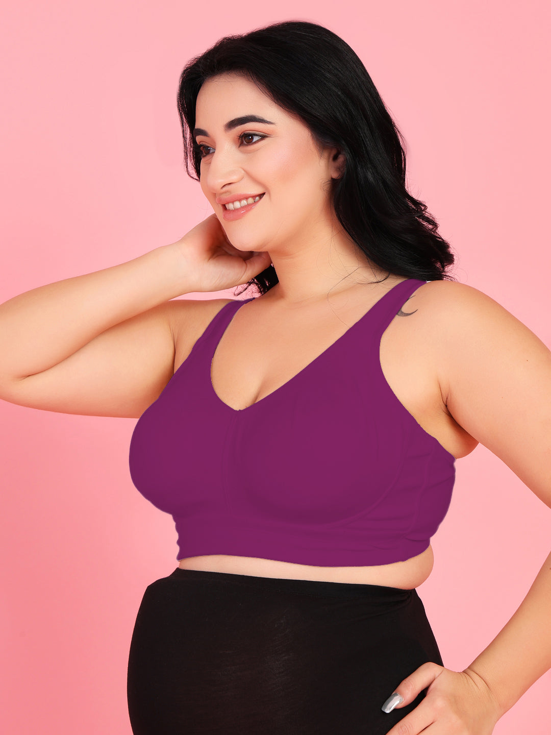 Curvy Love Plus Size Full Coverage Non Padded Wine Bra