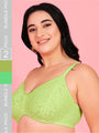 Curvy Love Pack of 2 Plus Size Soft Lace Full Coverage Underwire Green & Parrot Bra