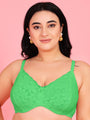 Curvy Love Pack of 2 Plus Size Soft Lace Full Coverage Underwire Green & Parrot Bra