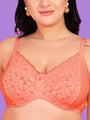 Curvy Love Pack of 2 Plus Size Soft Lace Full Coverage Underwire Parrot & Peach Bra