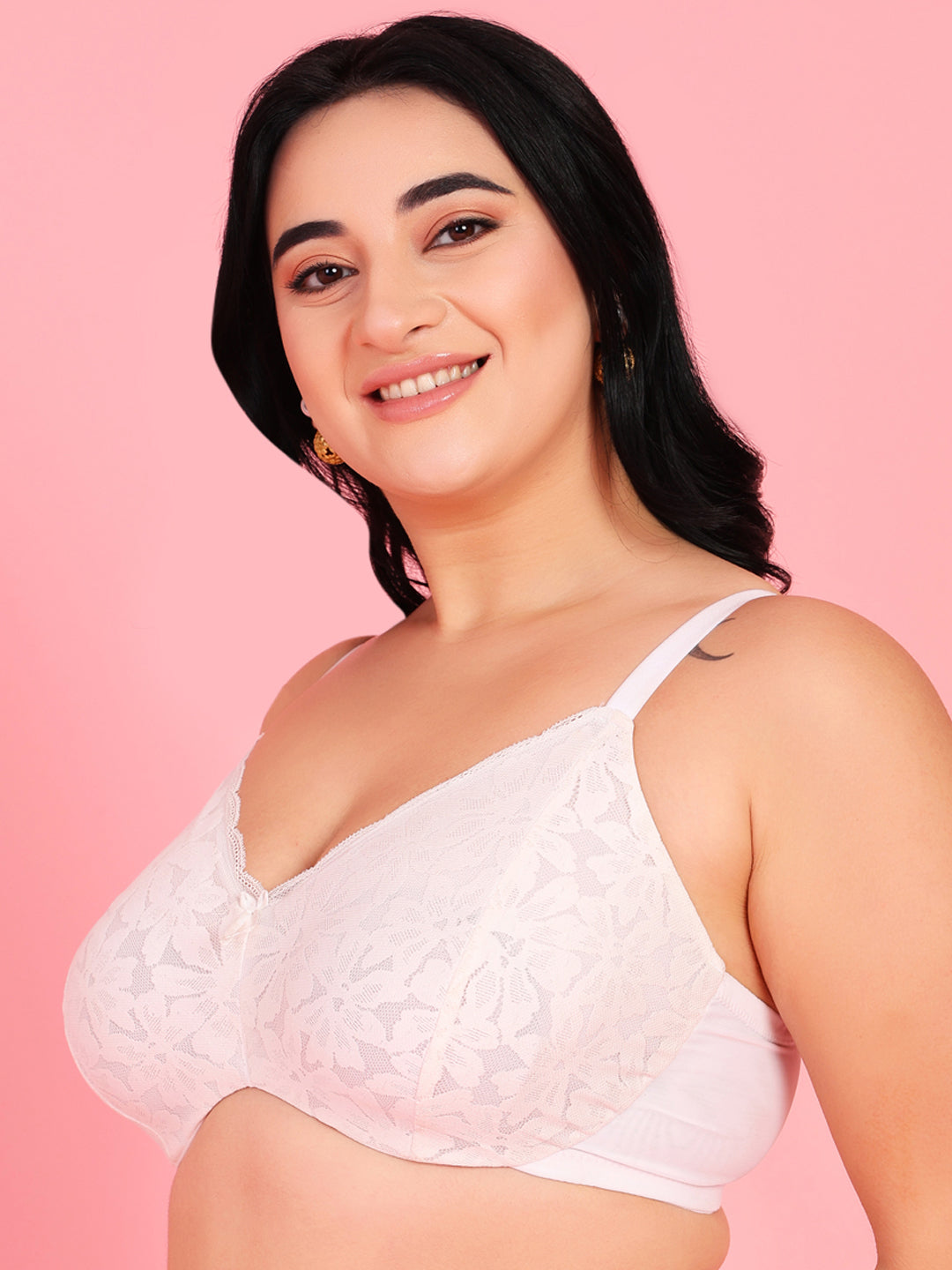 Curvy Love Pack of 2 Plus Size Soft Lace Full Coverage Underwire White & Mauve Bra