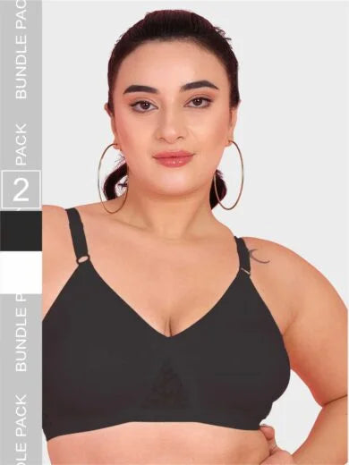 Curvy Love Pack of 2 Plus Size Soft Cotton  Everyday Bra - Da Intimo - Lingerie Online Store India