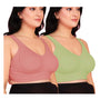 Curvy Love Pack of 2 Plus Size Full Coverage Non Padded Green & Peach Bra