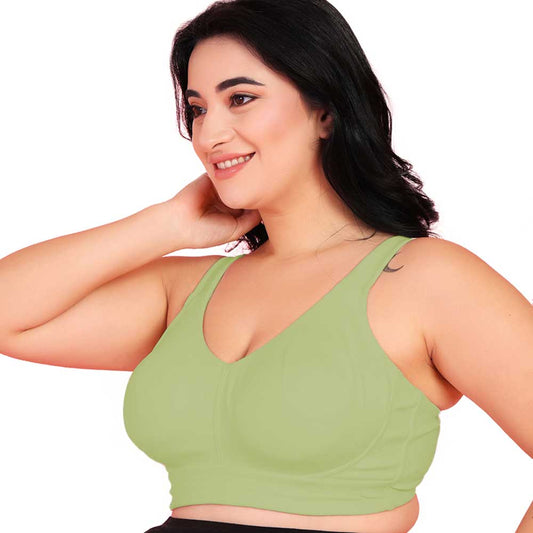 Curvy Love Pack of 2 Plus Size Full Coverage Non Padded Green & Peach Bra