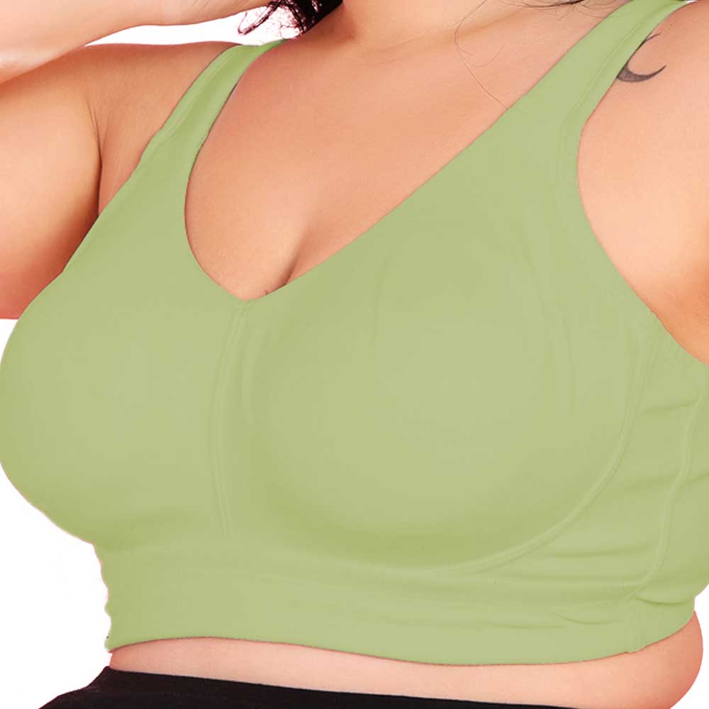 Curvy Love Pack of 2 Plus Size Full Coverage Non Padded Green & Peach Bra