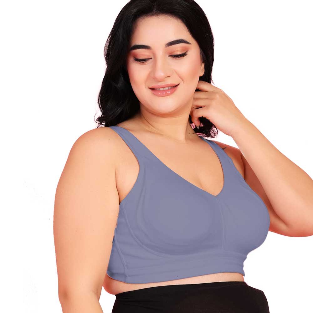 Curvy Love Pack of 2 Plus Size Full Coverage Non Padded Grey & Green Bra