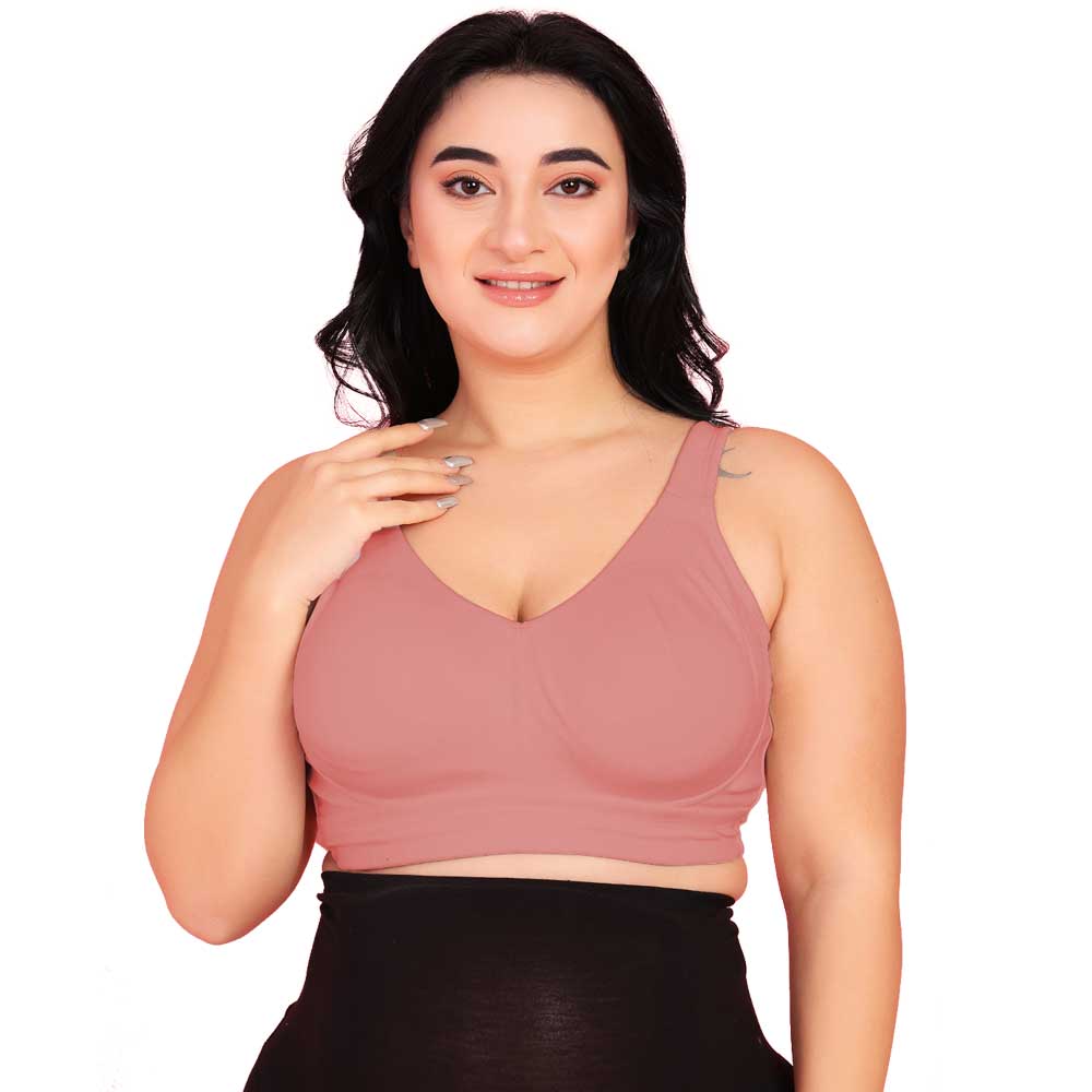 Curvy Love Pack of 2 Plus Size Full Coverage Non Padded Grey & Peach Bra